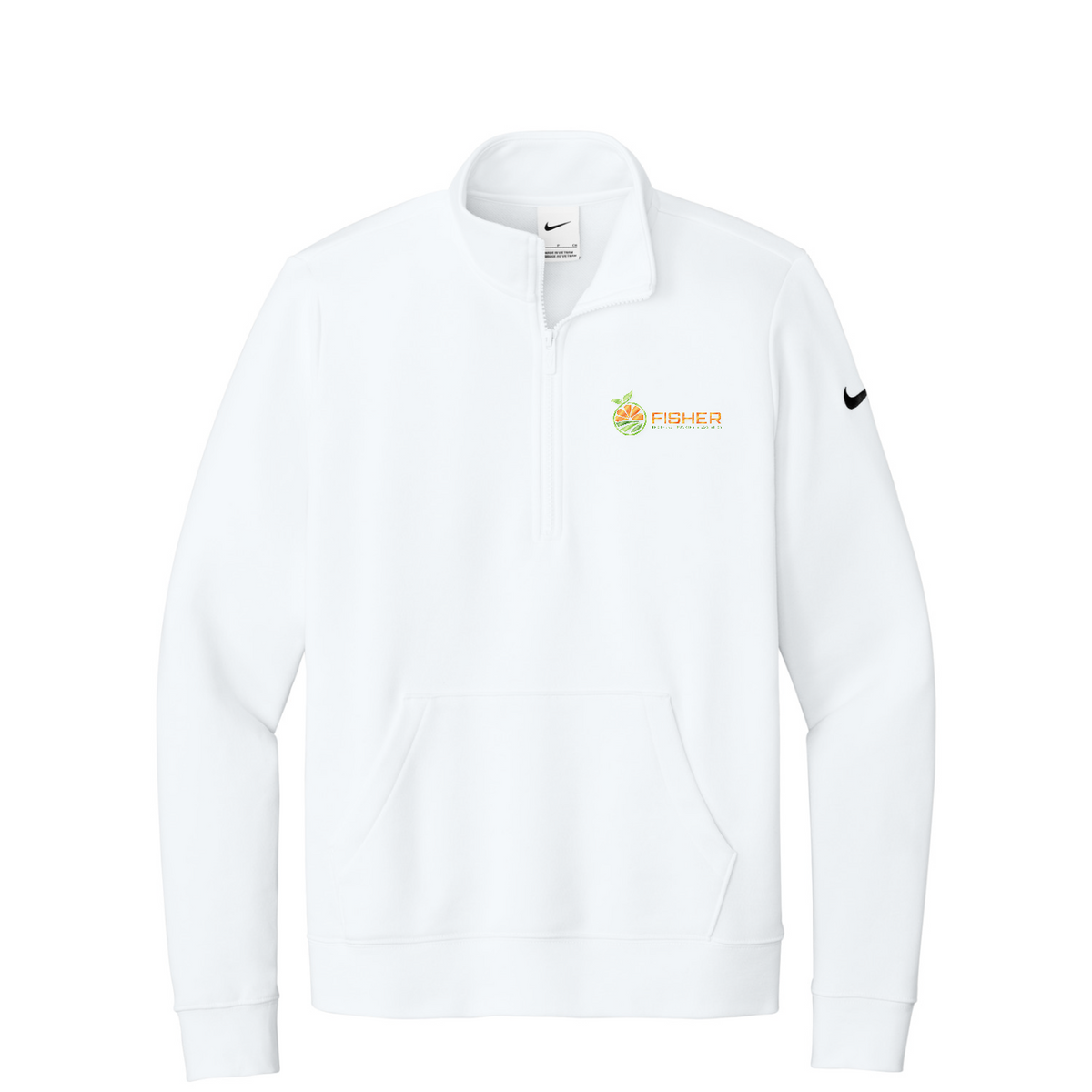 Nike Women's Club Fleece Sleeve Swoosh 1/2-Zip - Embroidered — White