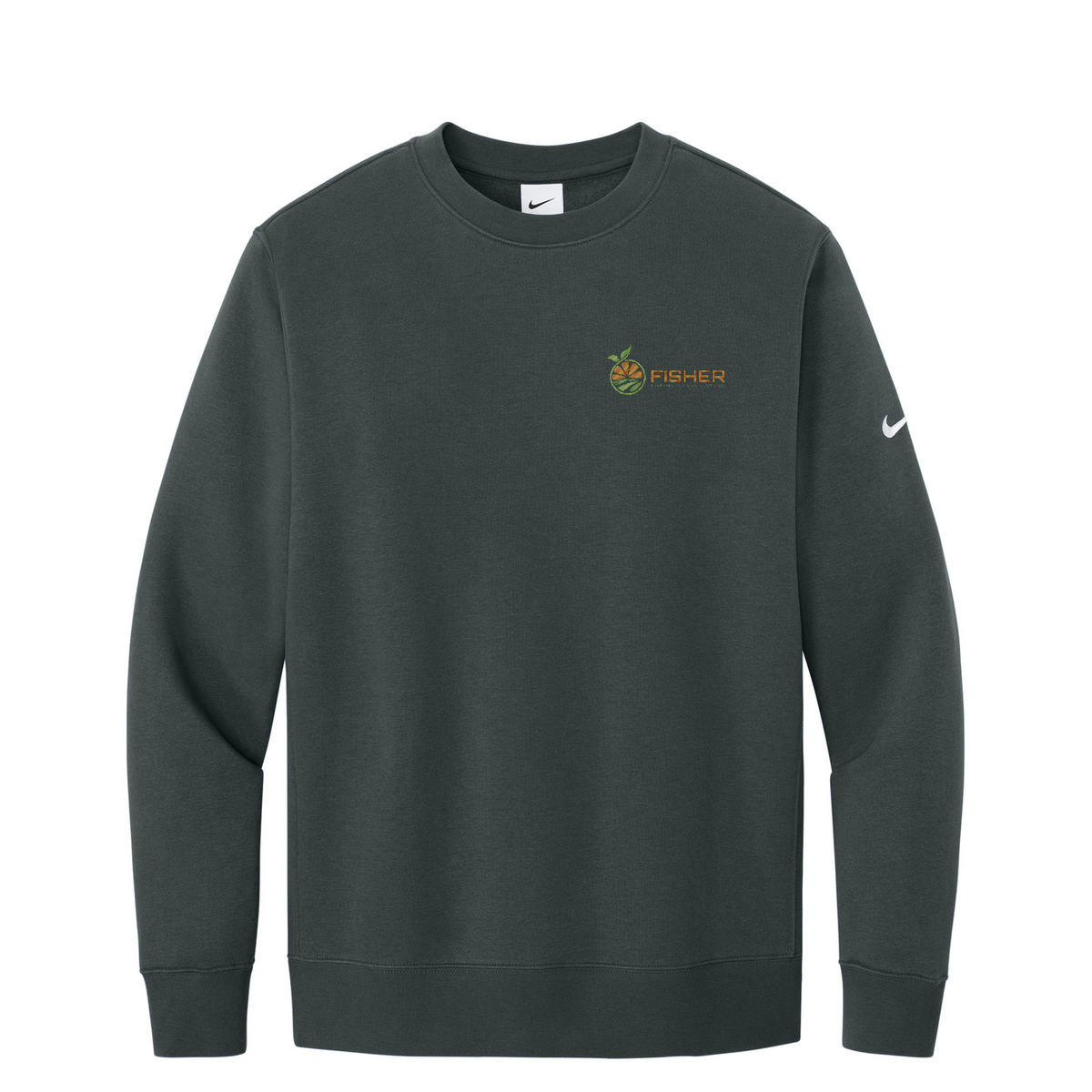 Nike Club Fleece Sleeve Swoosh Crew - Embroidered — Anthracite