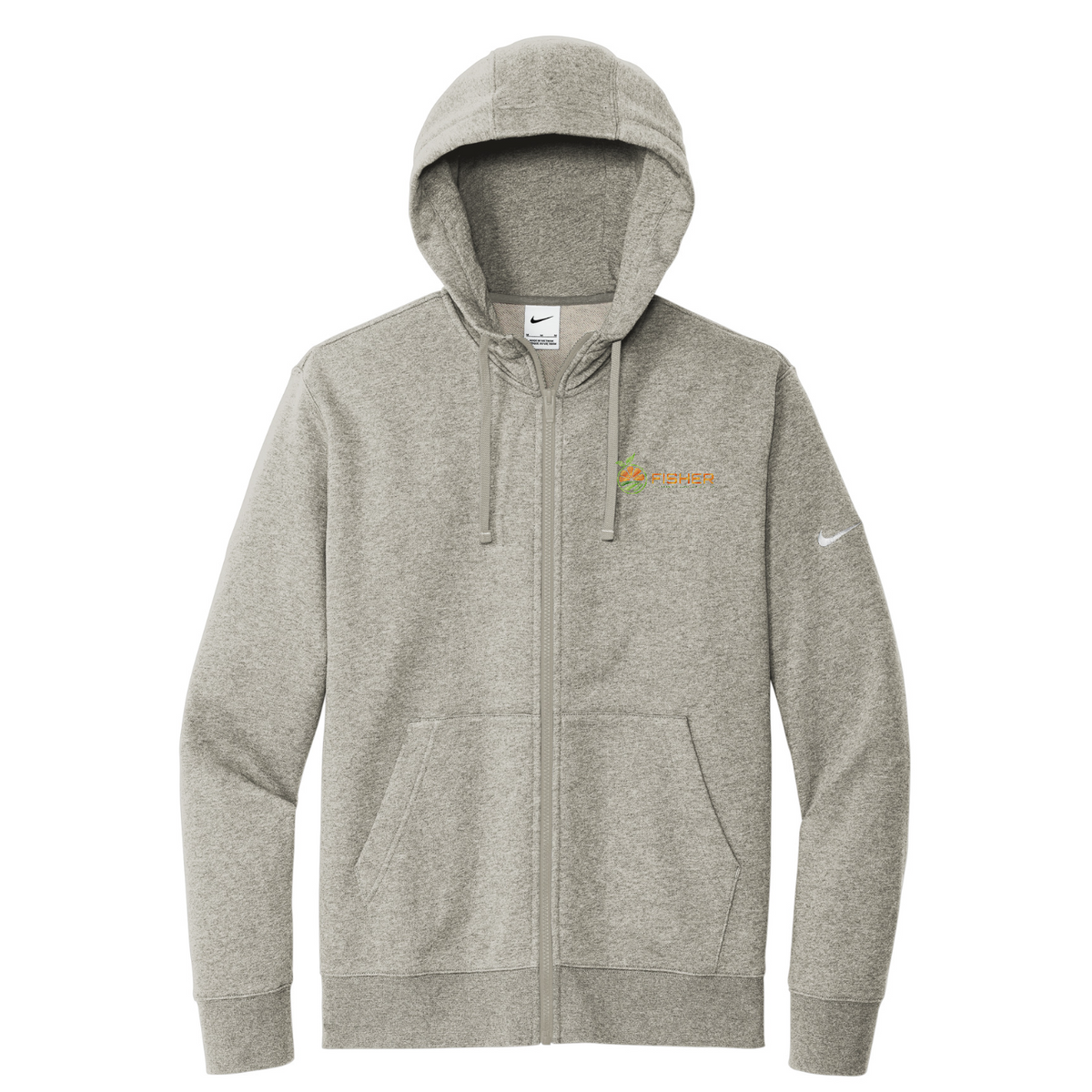 Nike Club Fleece Sleeve Swoosh Full-Zip Hoodie - Embroidered — Dark Grey Heather
