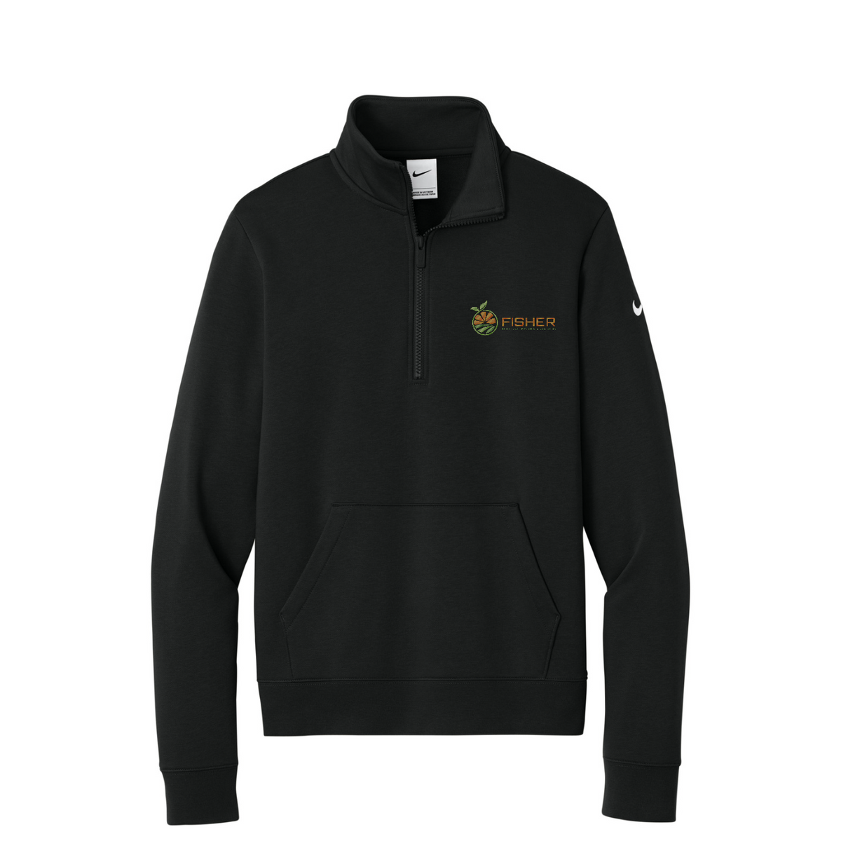 Nike Women's Club Fleece Sleeve Swoosh 1/2-Zip - Embroidered — Black