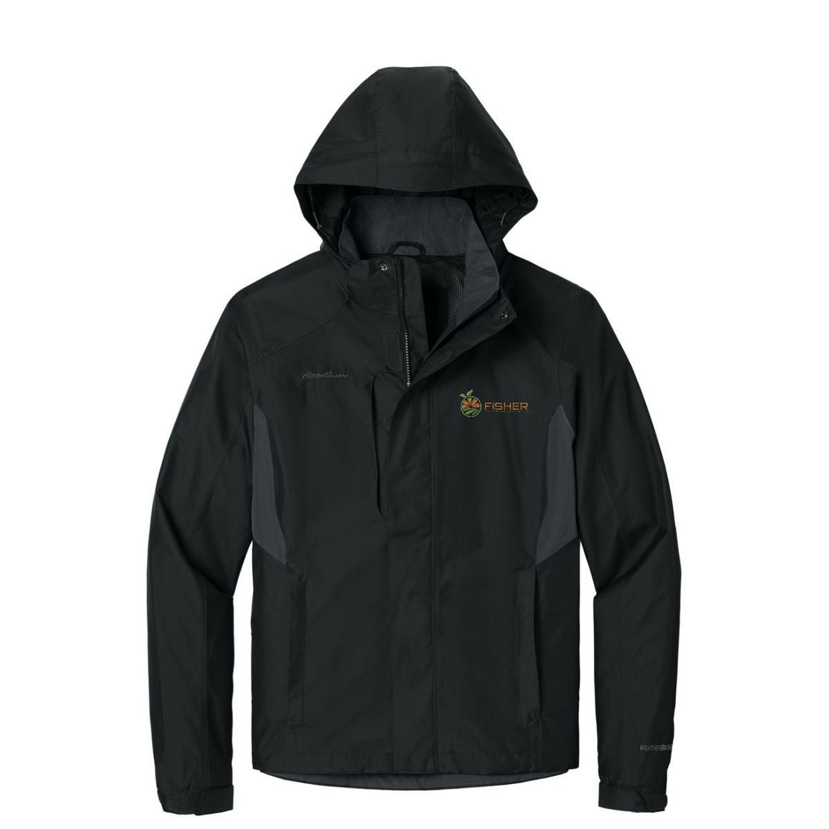 Eddie Bauer Rain Jacket - Embroidered — Black/ Steel Grey