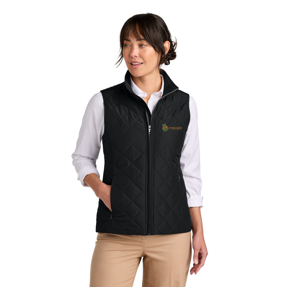Brooks Brothers Women's Quilted Vest - Embroidered — model