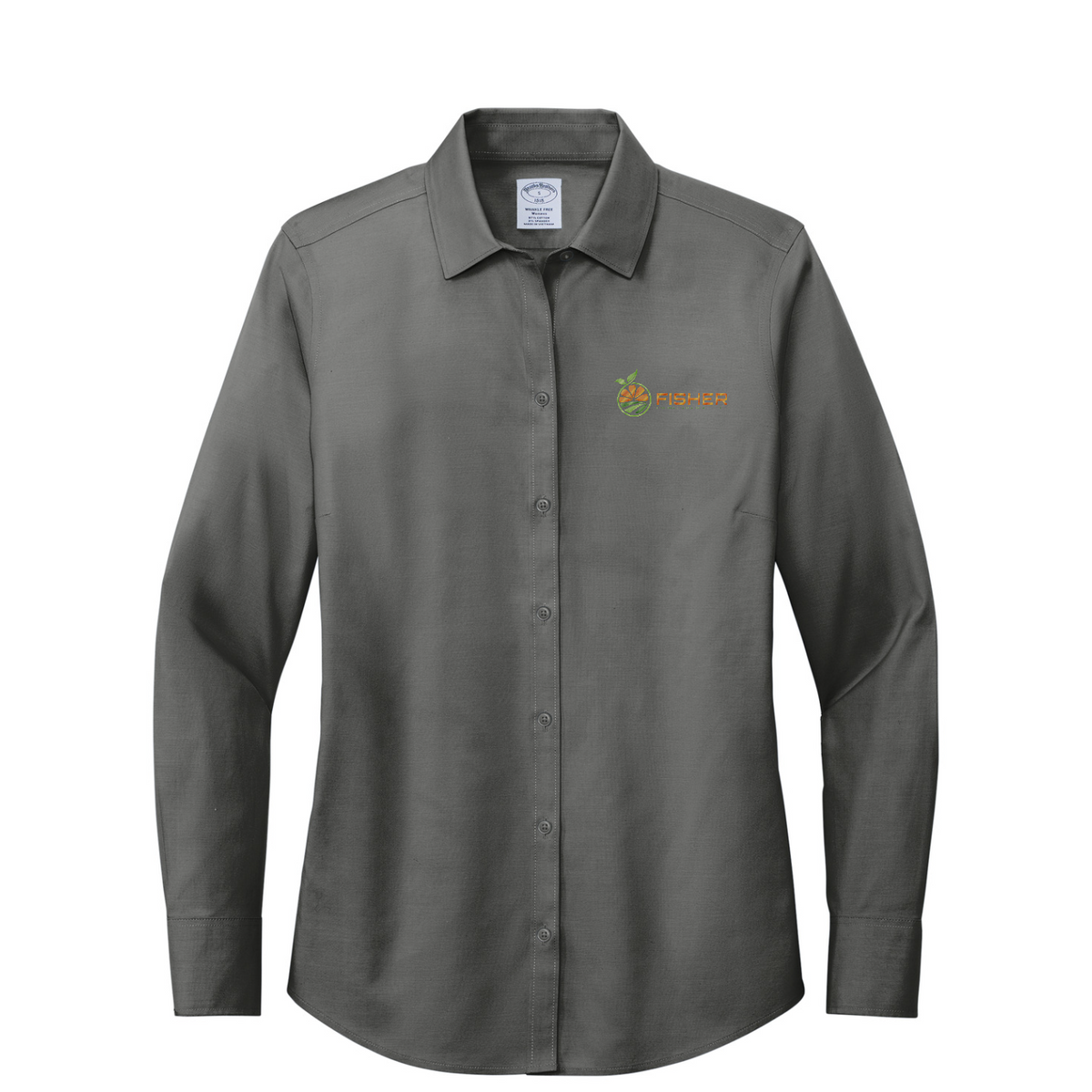 Brooks Brothers Women's Wrinkle-Free Stretch Pinpoint Shirt - Embroidered — Deep Black