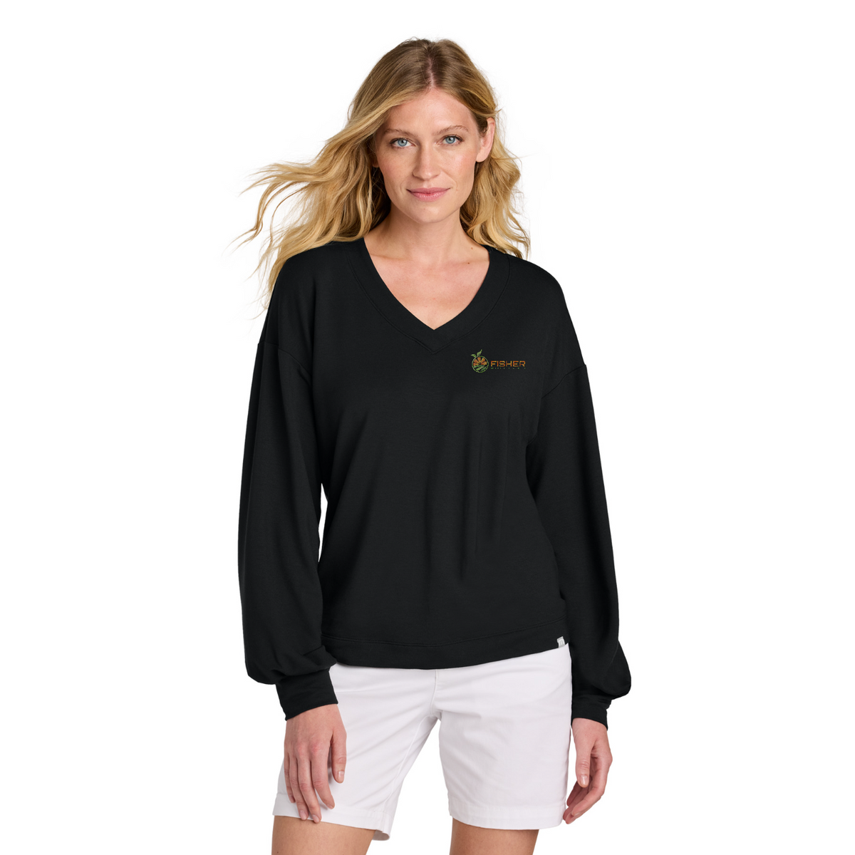 TravisMathew Women's Long Weekend V-Neck - Embroidered — model