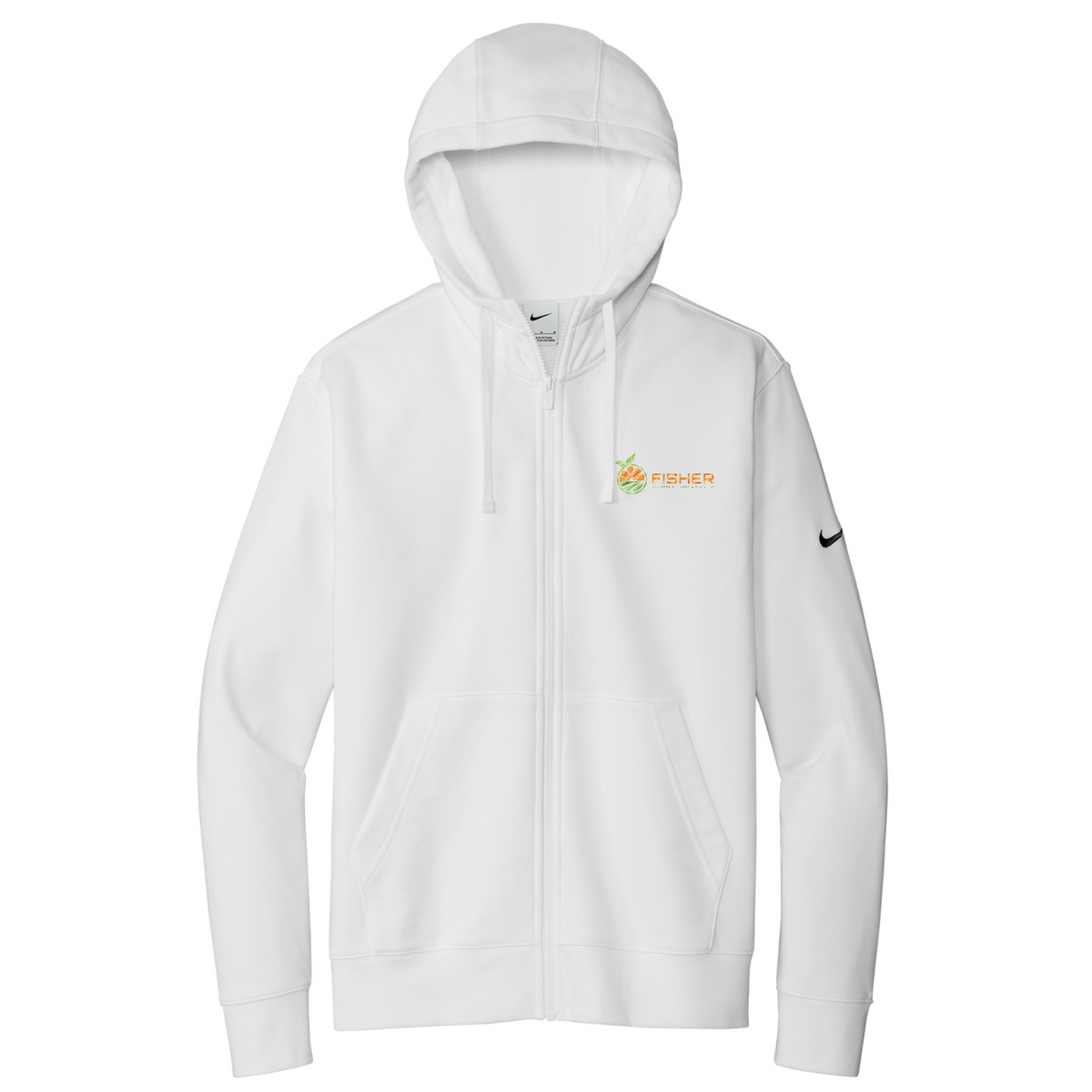 Nike Club Fleece Sleeve Swoosh Full-Zip Hoodie - Embroidered — White