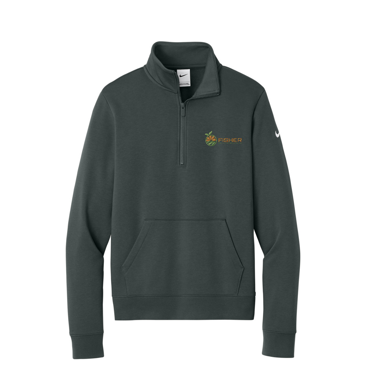 Nike Women's Club Fleece Sleeve Swoosh 1/2-Zip - Embroidered — Anthracite