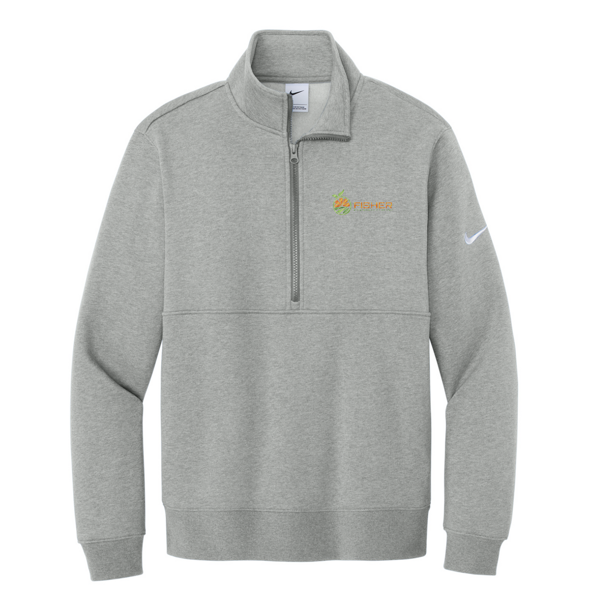 Nike Club Fleece Sleeve Swoosh 1/2-Zip - Embroidered — Dark Grey Heather