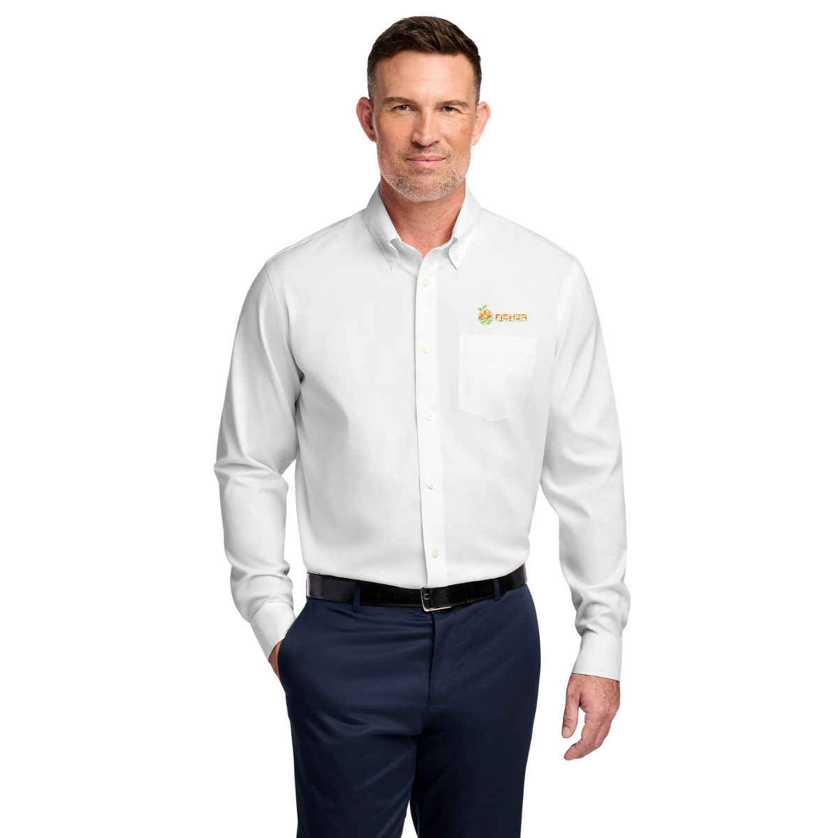 Brooks Brothers Wrinkle-Free Stretch Pinpoint Shirt - Embroidered — model