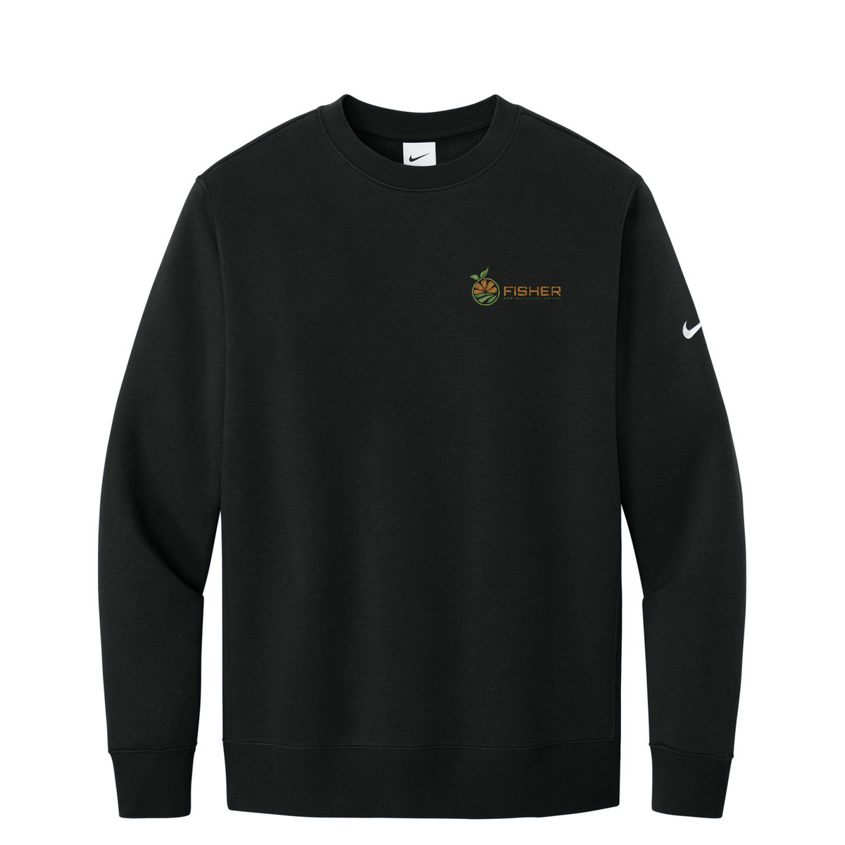 Nike Club Fleece Sleeve Swoosh Crew - Embroidered — Black