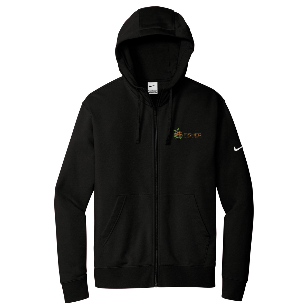 Nike Club Fleece Sleeve Swoosh Full-Zip Hoodie - Embroidered — Black