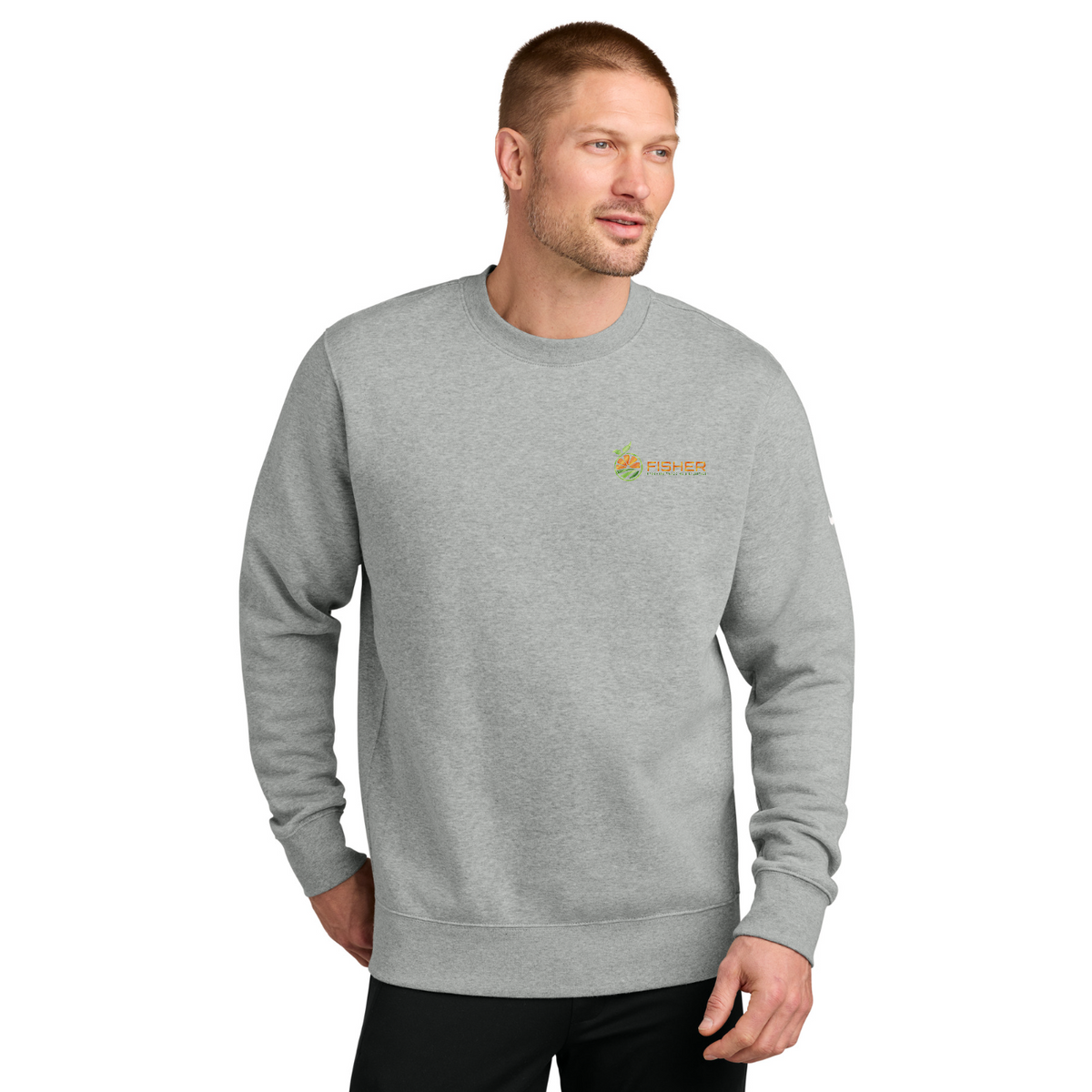 Nike Club Fleece Sleeve Swoosh Crew - Embroidered — model