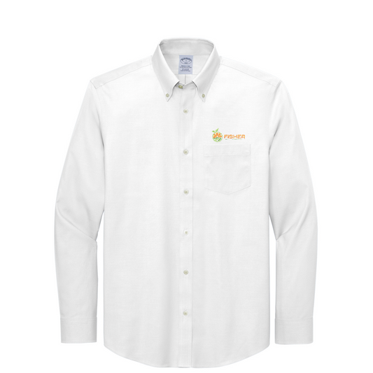 Brooks Brothers Wrinkle-Free Stretch Pinpoint Shirt - Embroidered — White