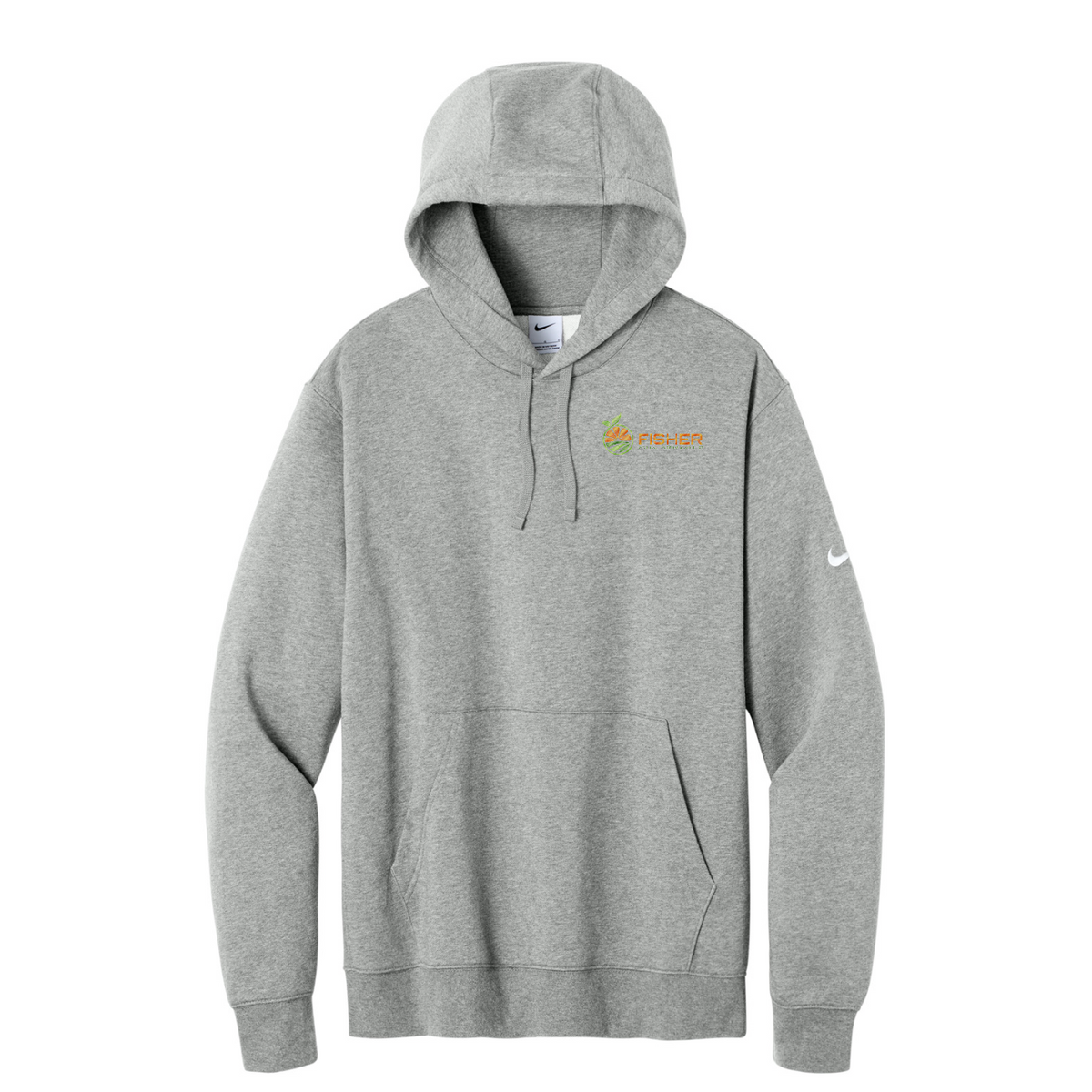 Nike Club Fleece Sleeve Swoosh Pullover Hoodie - Embroidered — Dark Grey Heather