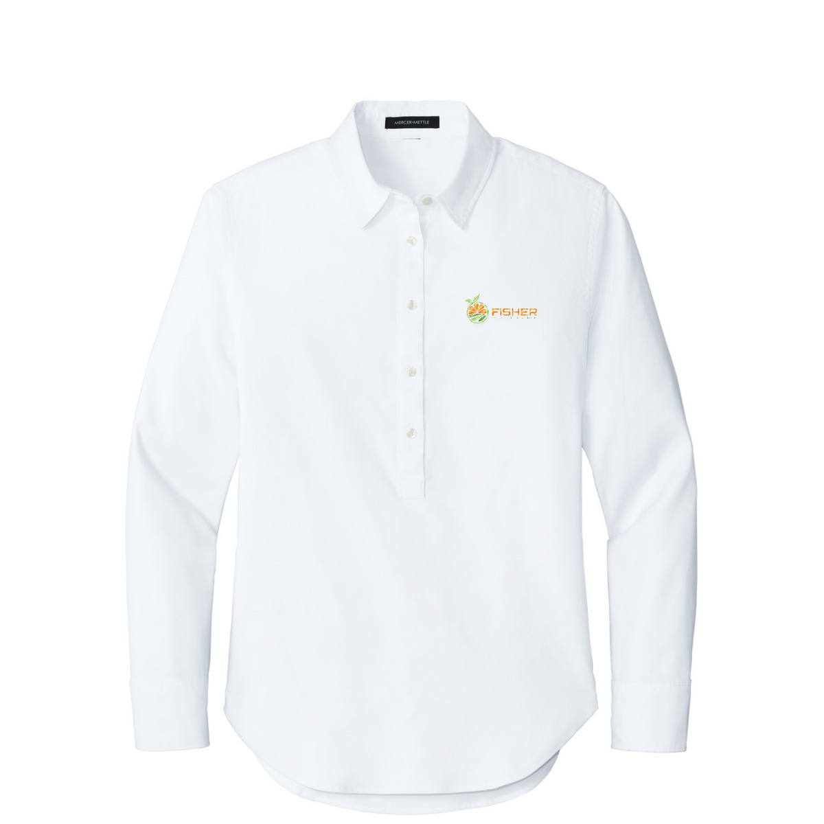 Mercer+Mettle Women's Long Sleeve Modern Oxford Shirt - Embroidered — White