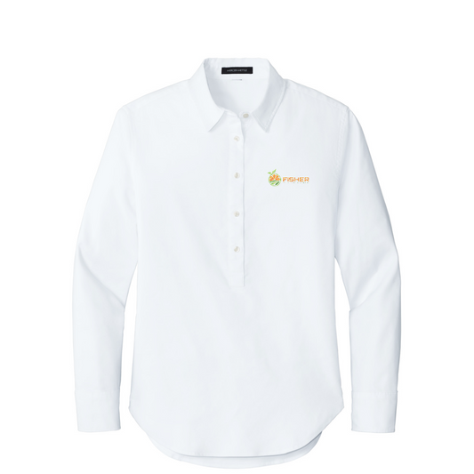 Mercer+Mettle Women's Long Sleeve Modern Oxford Shirt - Embroidered — White