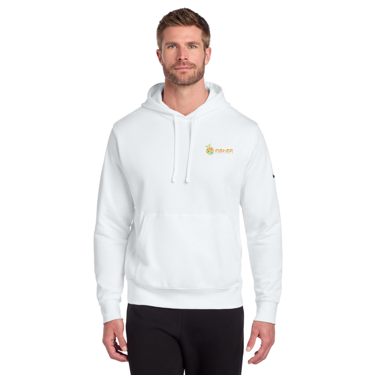 Nike Club Fleece Sleeve Swoosh Pullover Hoodie - Embroidered — model